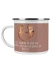 Mr. & Mrs. Panda Camping Emaille Tasse Hochzeit Liebe Lachen mit... in Braun Pastell