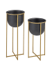Beliani 2er-Set Indoor Blumentopf THUJA in Schwarz/Gold