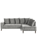 Beliani Ecksofa GRENA in Grau/Dunkler Holzfarbton - (W) 231 x (H) 79 x (L) 152 cm