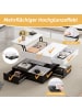 ABRIHOME Couchtisch mit 360°drehbarer Tischplatte und Anhebbarer in Weiß, 70*70*40cm