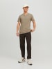 Jack & Jones Basic T-Shirt V-Neck Kurzarm mit Knöpfen JJESPLIT in Braun
