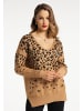 faina Damen Strickpullover in Kamel Schwarz