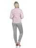 NORMANN Frottee Schlafanzug langarm Bündchen Streifen - 82813 in rosa