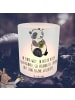 Mr. & Mrs. Panda Kerzenhalter Glas Panda Depression mit Spruch in Transparent
