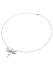 Lulu & Jane Halskette Libelle aus Messing mit Kristallen von Swarovski® und Perle in silber
