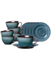 Ritzenhoff & Breker 6er Set Kaffeetassen mit Untertassen Bali 220 ml in blau