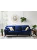 Beliani 3-Sitzer Sofa LOKKA in Blau/Braun - (W) 204 x (H) 85 x (L) 83 cm