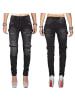 Cipo & Baxx Damen Slim Fit Biker Hose Stonewashed in Black