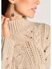 MADELEINE Eleganter Wollpullover  mit Zopfmuster in beige / wollweiß / melange
