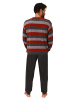 NORMANN Frottee Schlafanzug Bündchen Blockstreifen - 81354 in rot