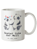 Mr. & Mrs. Panda Haferl Panda Bester Sohn der Welt mit Spruch in Weiß