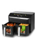 Gourmet Maxx Heißluft-Fritteuse Doppelkorb 2x 4,5l 2400W schwarz Schwarz