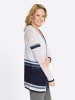 Sieh an! Ajourstrickjacke in weiß-marine-gestreift