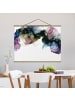 WALLART Stoffbild mit Posterleisten - Blumenbogen mit Gold in Blau