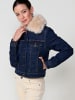 KOROSHI Denim jacket women fur effect lining in blau