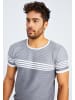 Leif Nelson Herren T-Shirt Feinstrick Rundhals LN-7645 in ecru-dunkelgrau