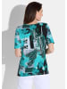 GOLDNER Kurzgröße:  Shirt Shirt in smaragd / grau / weiß / gemustert