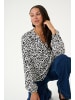 Kaffe Langarm-Bluse KAmathilde Loose fit in Chalk/Black Graphic Lines