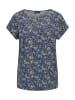 GOLDNER Blusenshirt Halbarm Printshirt, U-Boot-Ausschnitt in blau / stein / gemustert