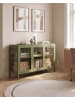 Beliani Vitrine NEWPORT in Grün/Gold - (W) 115 x (H) 64 x (L) 35 cm