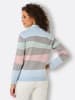 creation L Stehkragenpullover in grau-bleu-gemustert