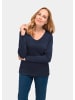 GOLDNER Kurzgröße:  V-Pullover Langarm-Pullover mit V-Ausschnitt in dunkelblau