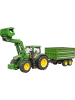bruder Spielzeugauto 03155 Traktor John Deere 7R 350 mit Frontlader und Anhänger