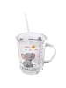 Intirilife Kinder Trinkbecher transparent mit Deckel in Elefant Design