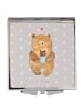 Mr. & Mrs. Panda Handtaschenspiegel quadratisch Bär Baby ohne Sp... in Grau Pastell