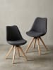 KADIMA DESIGN Esszimmerstühle 2er-Set | Stoff, Holzbeine, Skandinavischer Stil in Anthrazit