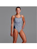 Funkita Badeanzug Damen Snow Leaf mit verstärkten Trägern in weiß