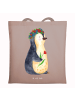 Mr. & Mrs. Panda Tragetasche Pinguin Blumen ohne Spruch in Braun Pastell