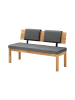 58 aufm Kessel KÜCHENBANK Damita 130 x 55 x 84 Rückenlehne Massivholz Kernbuche /Grau
