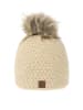 Faera Lurex Kunstfell Bommelmütze mit Fleece Innenfutter in Hellbraun