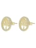 Adeliás Damen Ohrringe – Ohrstecker Lebensbaum aus 925 Silber mit Zirkonia in gold