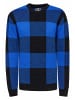 Rusty Neal Schwerer Karo Kontrast Grobstrick Pullover in Schwarz / Sax
