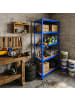 relaxdays Schwerlastregal in Blau/ Braun - (B)90 x (H)200 x (T)60 cm