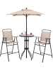 COSTWAY Bistrotisch 4 tlg. Set mit Sonnenschirm in Beige