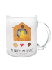 Mr. & Mrs. Panda Trinkglas Vogel Haus mit Spruch in Transparent