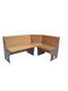 möbel-direkt Eckbank 125x165 cm Truheneckbank in Nussbaum-Nachbildung/beige