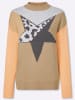 Sieh an! Langarm-Pullover in beige-anthrazit-gemustert