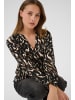 Kaffe Langarm-Bluse KAditte Regular fit in Black/Brown Graphic Animal