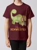 wat? Apparel T-Shirt Dinosaurier 06 Kleine Schwester in Weinrot