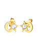 Elli Ohrringe 925 Sterling Silber Astro, Halbmond, Sterne, Stern in Gold