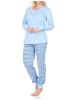 NORMANN Langarm Schlafanzug Pyjama Bündchen Ethnolook - 84670 in blau