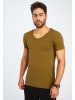 Leif Nelson Herren T-Shirt V-Ausschnitt Herren T-Shirt V-Ausschnitt LN-6372 in khaki