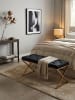 KADIMA DESIGN Samt Sitzbank im Chesterfield-Stil, Schwarz, robustes Metallgestell
