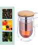 relaxdays Teeglas in Transparent/ Natur - 430 ml