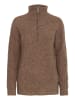 PULZ Jeans PZASTRA Zipper Roll Neck Pullover Oversize fit in Tobacco Brown Melange