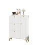 ABRIHOME Schuhschrank in Weiß mit 3 Klappen 1 Tür 1 Schublade 90x25x121 cm